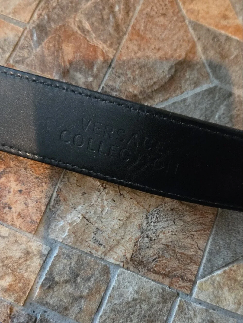 Versace Black Leather MEN'S Belt with Matte Silver Medusa Plate, Size 32 Waist